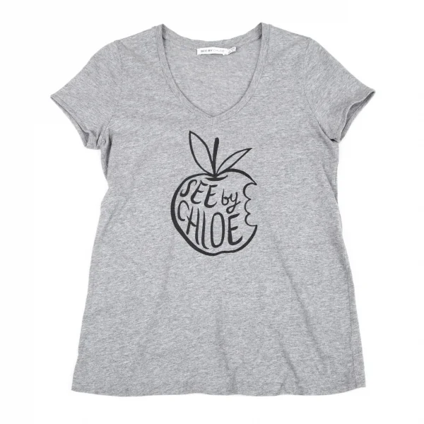 シーバイクロエSEE BY CHLOE アップルロゴプリントTシャツ 杢グレー40 K-116316_002