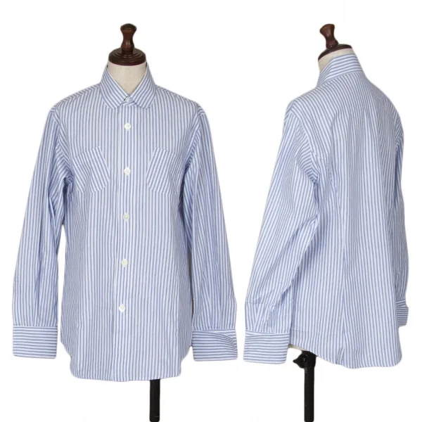 ラルフローレンRalph Lauren ストライプラウンドカラーダブルカフスシャツ 白水色9 K-116325_001