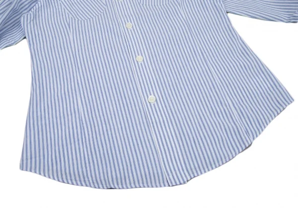 ラルフローレンRalph Lauren ストライプラウンドカラーダブルカフスシャツ 白水色9 K-116325_011