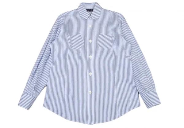 ラルフローレンRalph Lauren ストライプラウンドカラーダブルカフスシャツ 白水色9 K-116325_002