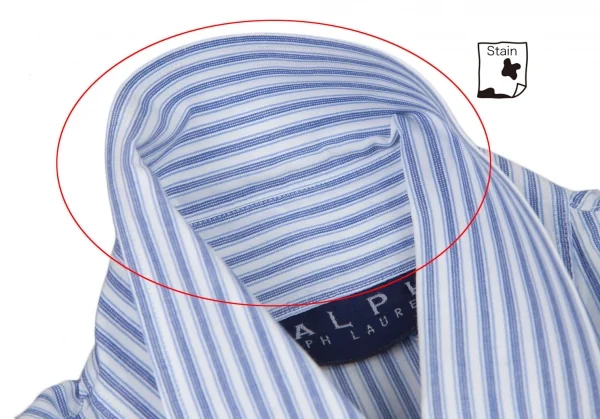 ラルフローレンRalph Lauren ストライプラウンドカラーダブルカフスシャツ 白水色9 K-116325_005