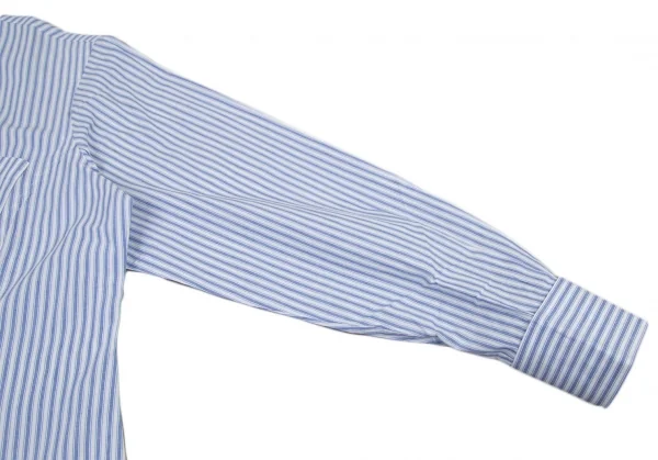 ラルフローレンRalph Lauren ストライプラウンドカラーダブルカフスシャツ 白水色9 K-116325_008