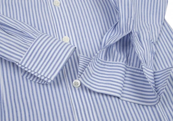 ラルフローレンRalph Lauren ストライプラウンドカラーダブルカフスシャツ 白水色9 K-116325_009