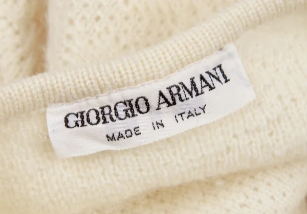 ジョルジオ アルマーニGIORGIO ARMANI デザイン織りニットカーディガン アイボリーM位 K-116329_017