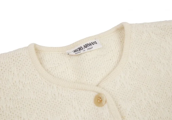 ジョルジオ アルマーニGIORGIO ARMANI デザイン織りニットカーディガン アイボリーM位 K-116329_005