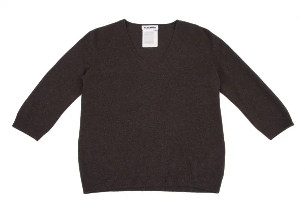 JIL SANDER Cashmere V Neck 3/4 Sleeves Knit Sweater K-116341_002