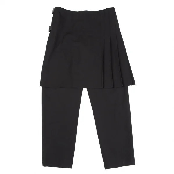 コムコム コムデギャルソンCOMME des GARCONS ウールギャバプリーツスカートドッキングパンツ 黒S K-116345_001