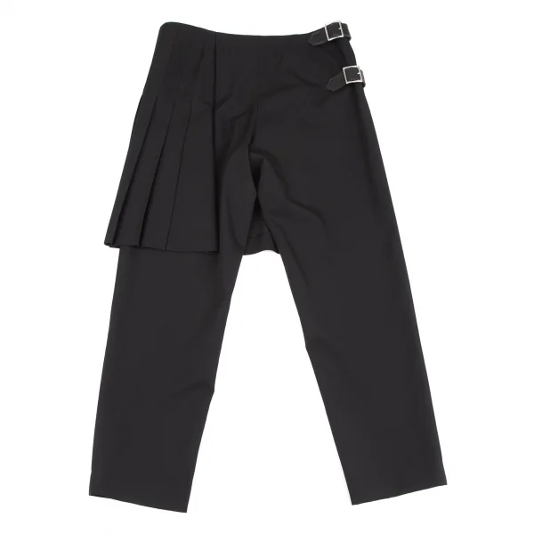 コムコム コムデギャルソンCOMME des GARCONS ウールギャバプリーツスカートドッキングパンツ 黒S K-116345_010