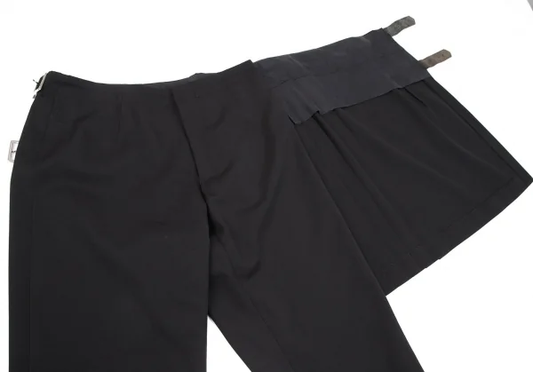 コムコム コムデギャルソンCOMME des GARCONS ウールギャバプリーツスカートドッキングパンツ 黒S K-116345_005