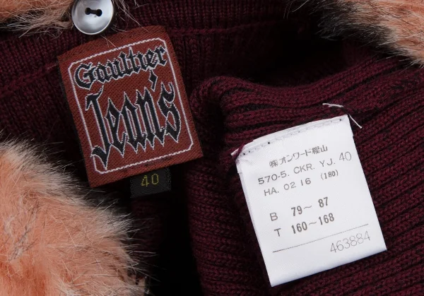 ゴルチエジーンズGAULTIER JEAN'S 襟ファー着脱ジップアップリブニット ボルドー40 K-116358_015