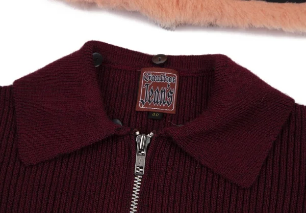ゴルチエジーンズGAULTIER JEAN'S 襟ファー着脱ジップアップリブニット ボルドー40 K-116358_007