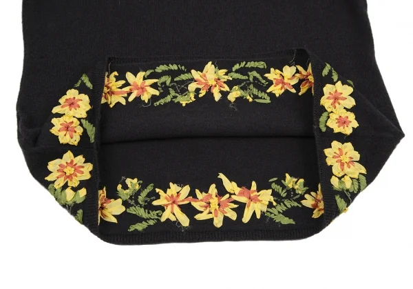 ジャンポールゴルチエ ファムJean Paul GAULTIER FEMME フラワー装飾ハイネックニット 濃紺40 K-116361_008