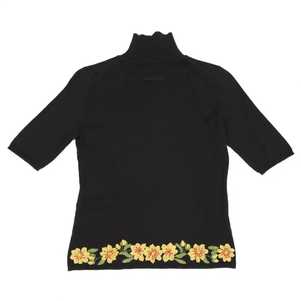 ジャンポールゴルチエ ファムJean Paul GAULTIER FEMME フラワー装飾ハイネックニット 濃紺40 K-116361_009