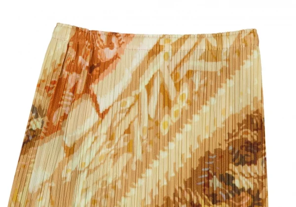 プリーツプリーズPLEATS PLEASE フローラルプリントプリーツスカート 黄3 K-116382_003