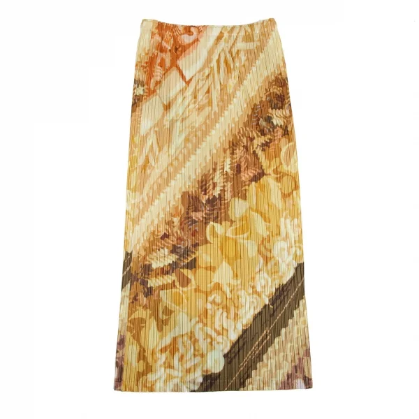 プリーツプリーズPLEATS PLEASE フローラルプリントプリーツスカート 黄3 K-116382_007