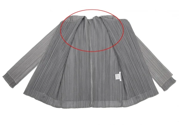 プリーツプリーズPLEATS PLEASE メッシュレイヤードボタンレスジャケット グレー3 K-116387_011
