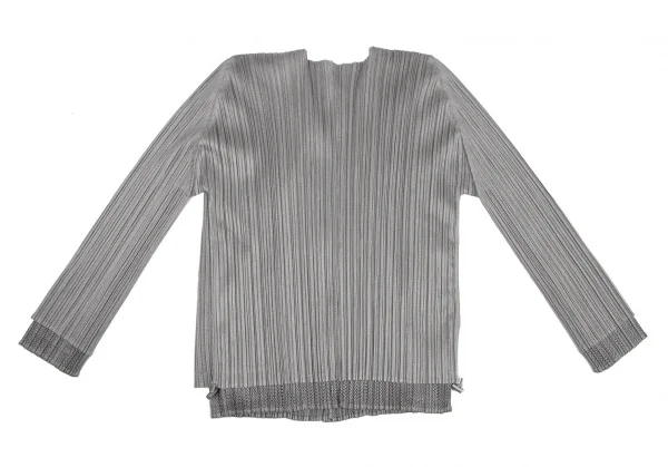 プリーツプリーズPLEATS PLEASE メッシュレイヤードボタンレスジャケット グレー3 K-116387_013