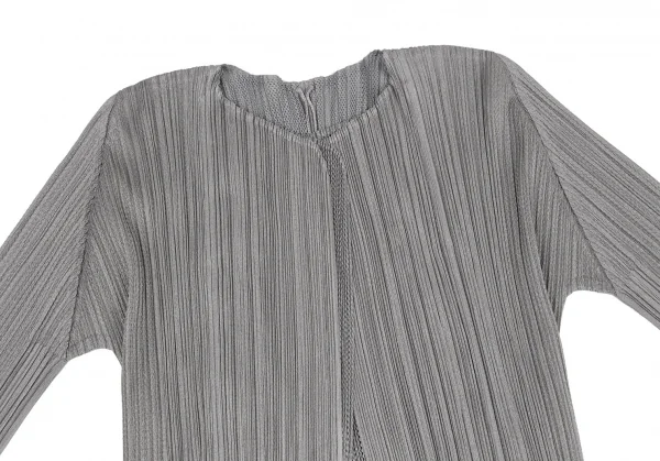 プリーツプリーズPLEATS PLEASE メッシュレイヤードボタンレスジャケット グレー3 K-116387_003