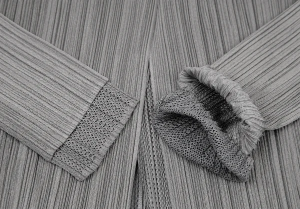 プリーツプリーズPLEATS PLEASE メッシュレイヤードボタンレスジャケット グレー3 K-116387_007