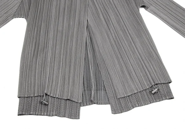プリーツプリーズPLEATS PLEASE メッシュレイヤードボタンレスジャケット グレー3 K-116387_008