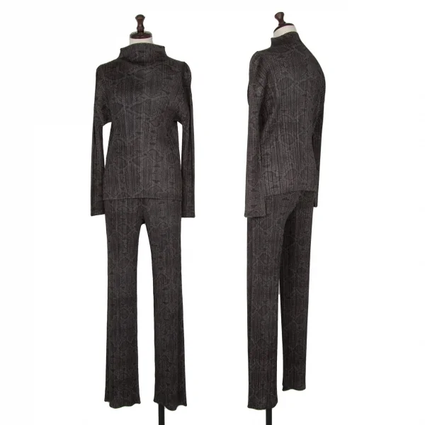 PLEATS PLEASE Python Printed Jacket & Pants Charcoal 3,4 K-116393_001