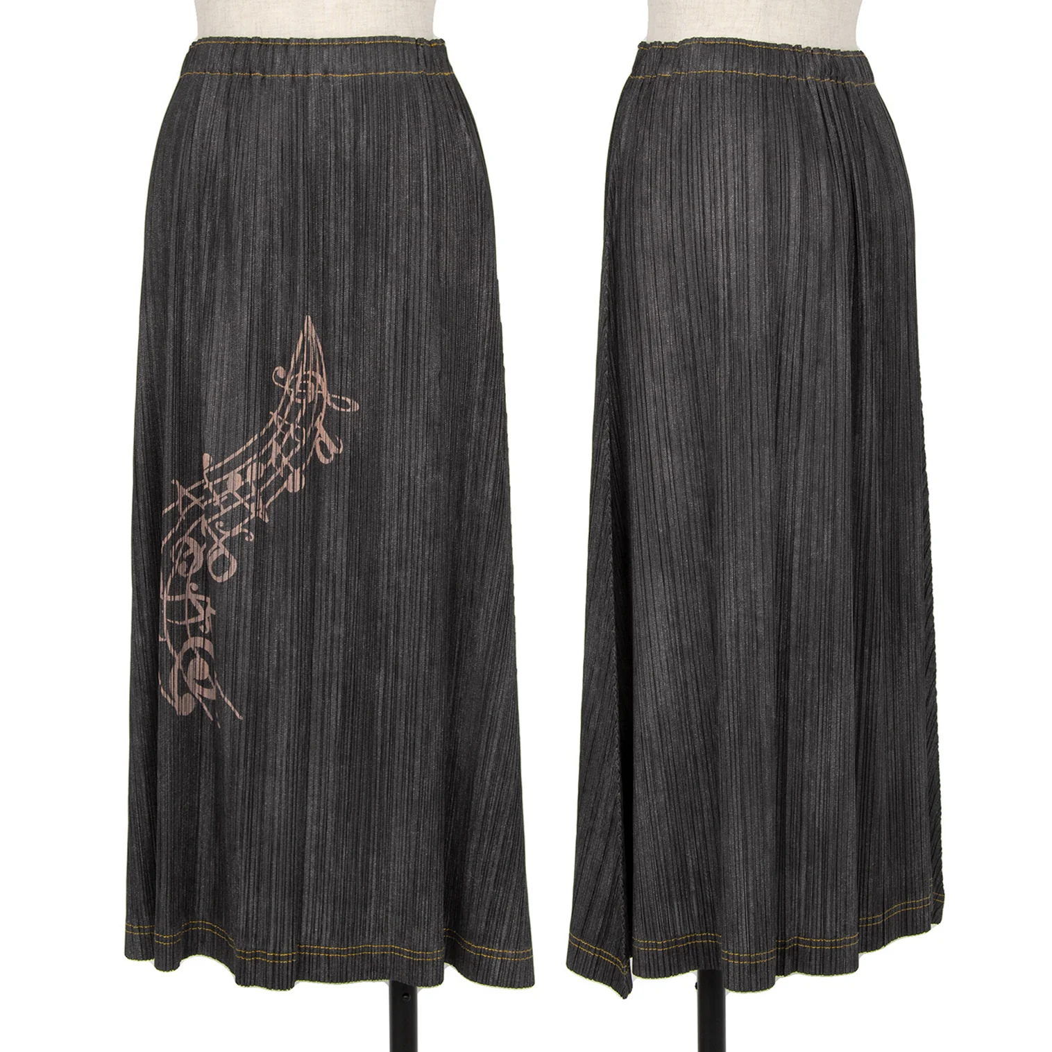 プリーツプリーズPLEATS PLEASE 音符プリントプリーツスカート