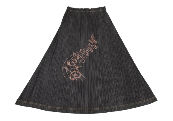 PLEATS PLEASE Musical Note Printed 3/4 Sleeve Top & Flare Skirt K-116399_013