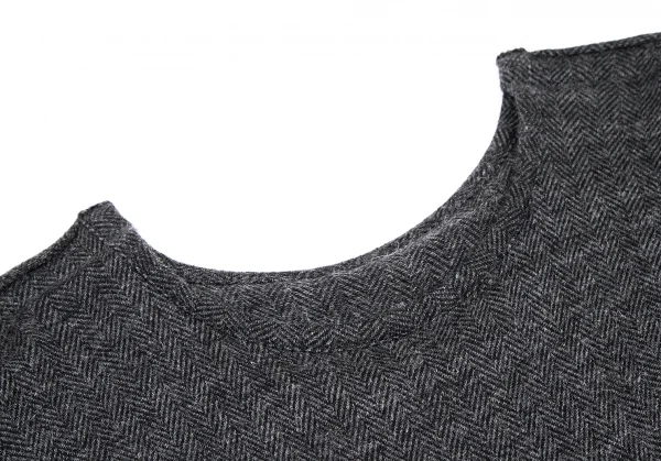 リミフゥLIMI feu ウールコットンヘリンボーン変形タックワンピース チャコール2 K-116408_004