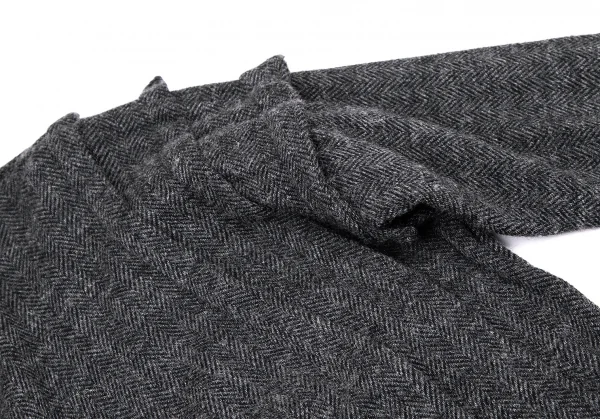 リミフゥLIMI feu ウールコットンヘリンボーン変形タックワンピース チャコール2 K-116408_005