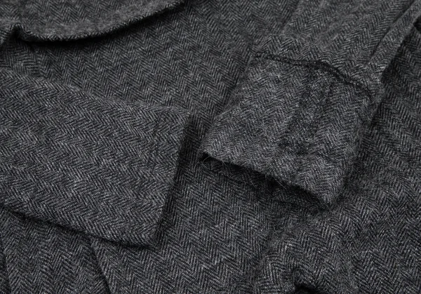 リミフゥLIMI feu ウールコットンヘリンボーン変形タックワンピース チャコール2 K-116408_006