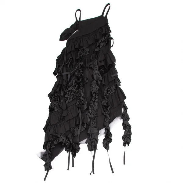 リミフゥLIMI feu ジップデザインフリル装飾ワンピース 黒2 K-116409_013