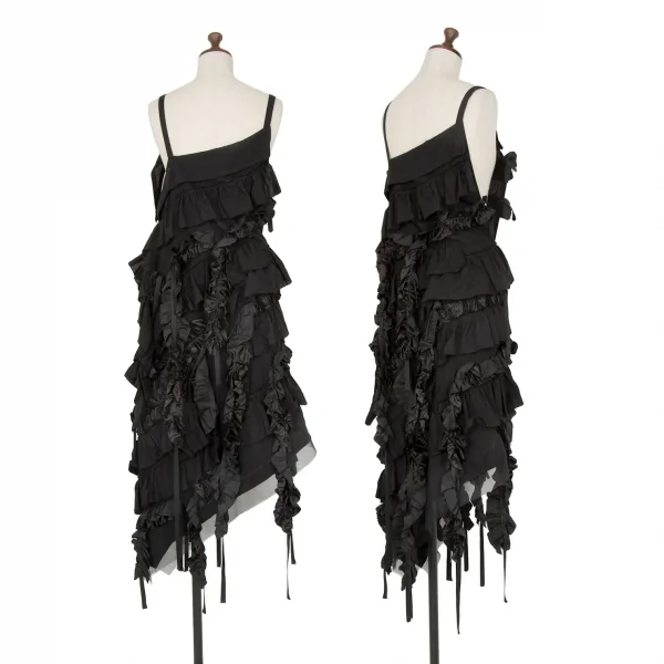 リミフゥLIMI feu ジップデザインフリル装飾ワンピース 黒2 K-116409_002