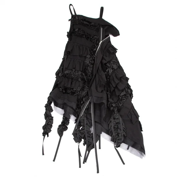 リミフゥLIMI feu ジップデザインフリル装飾ワンピース 黒2 K-116409_003