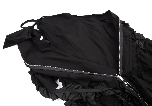 リミフゥLIMI feu ジップデザインフリル装飾ワンピース 黒2 K-116409_008