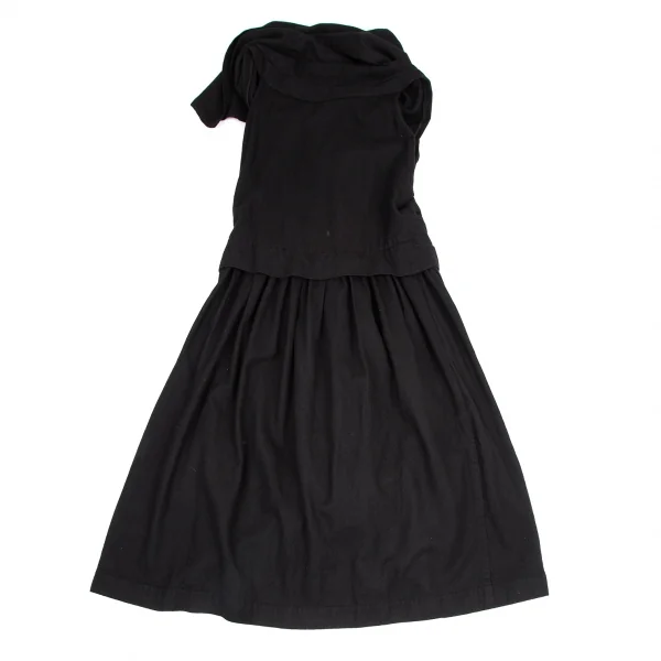 リミフゥLIMI feu ストールネックダブルボタンノースリーブワンピース 黒2 K-116410_013