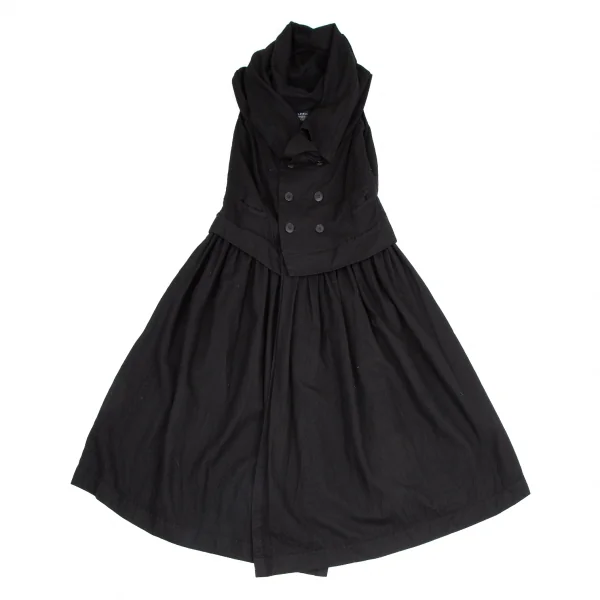 リミフゥLIMI feu ストールネックダブルボタンノースリーブワンピース 黒2 K-116410_002