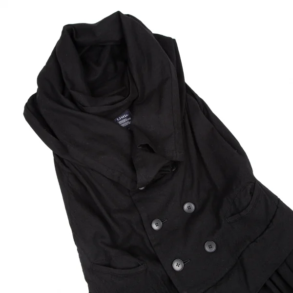 リミフゥLIMI feu ストールネックダブルボタンノースリーブワンピース 黒2 K-116410_003