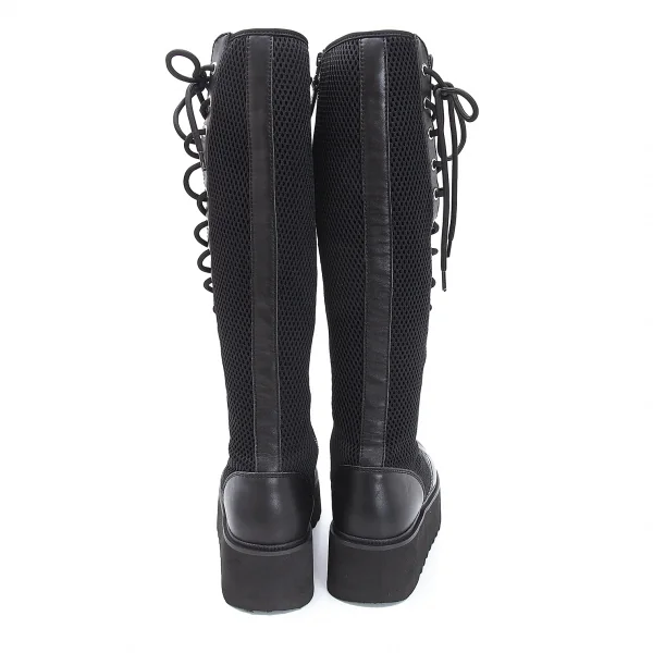 リミフゥLIMI feu メッシュ切替サイドジップレースアップロングブーツ 黒25位 K-116412_004