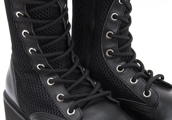 リミフゥLIMI feu メッシュ切替サイドジップレースアップロングブーツ 黒25位 K-116412_007