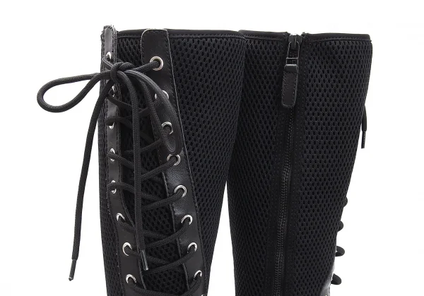 リミフゥLIMI feu メッシュ切替サイドジップレースアップロングブーツ 黒25位 K-116412_008
