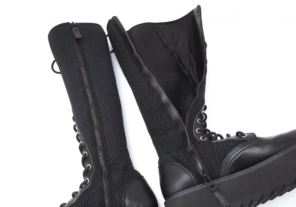 リミフゥLIMI feu メッシュ切替サイドジップレースアップロングブーツ 黒25位 K-116412_009