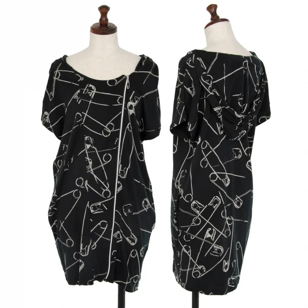 ヒステリックグラマーHYSTERIC GLAMOUR ピンプリントノースリーブジップアップパーカー 黒F K-116417_001