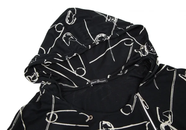 ヒステリックグラマーHYSTERIC GLAMOUR ピンプリントノースリーブジップアップパーカー 黒F K-116417_004