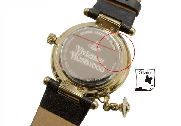 ヴィヴィアンウエストウッドVivienne Westwood オーブチャーム付きレザーバンドウォッチ ゴールド黒 K-116469_011