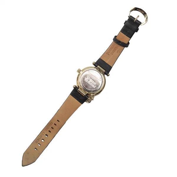 ヴィヴィアンウエストウッドVivienne Westwood オーブチャーム付きレザーバンドウォッチ ゴールド黒 K-116469_006