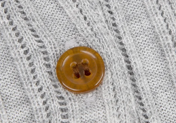 ヴィヴィアンウエストウッド レッドレーベルVivienne Westwood Red Label レースフリル装飾リブニット半袖カーディガン ライトグレー2 K-116472_011