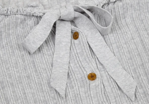 ヴィヴィアンウエストウッド レッドレーベルVivienne Westwood Red Label レースフリル装飾リブニット半袖カーディガン ライトグレー2 K-116472_008