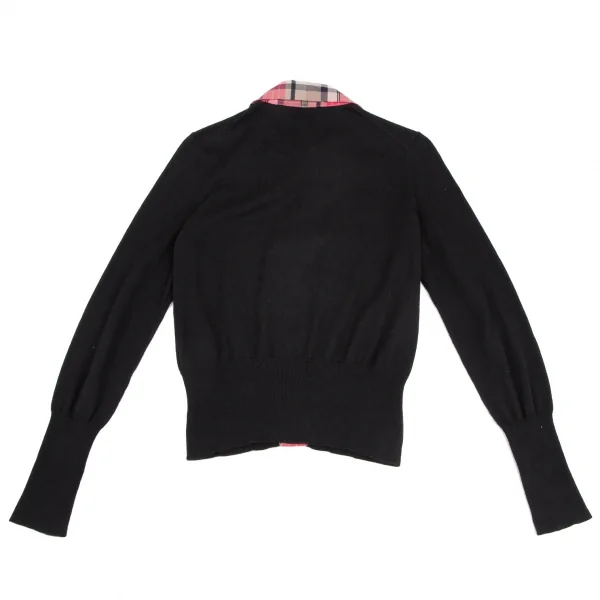 ヴィヴィアンウエストウッド レッドレーベルVivienne Westwood Red Label ネクタイ付きチェックシャツ切替ニットカーディガン 黒ピンク2 K-116474_012