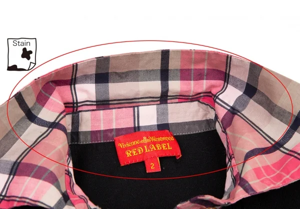 ヴィヴィアンウエストウッド レッドレーベルVivienne Westwood Red Label ネクタイ付きチェックシャツ切替ニットカーディガン 黒ピンク2 K-116474_006