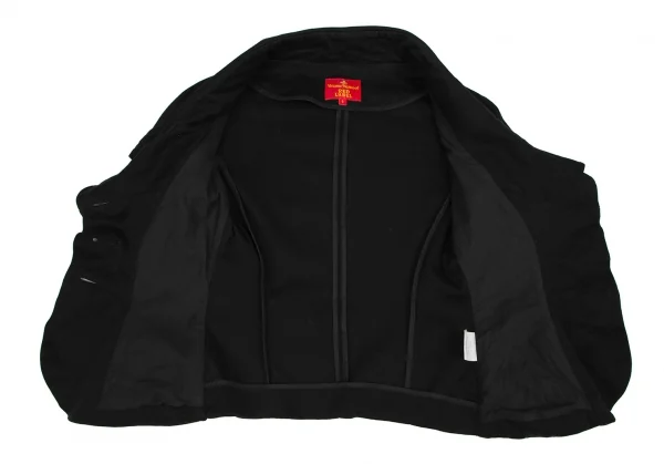 ヴィヴィアンウエストウッド レッドレーベルVivienne Westwood Red Label カットソー地ビッグラウンドカラー半袖ジャケット 黒1 K-116476_011